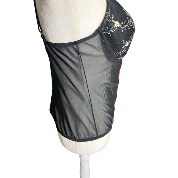 Y2K Secret Treasures Floral Mesh Bustier Cropped Tank Top Sz 38C - Picture 3 of 11